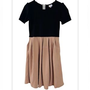 LuLaRoe Amelia Dress, Size Medium, Black and Beige